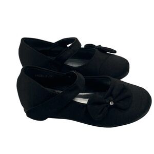 Dream Pairs Black Satin Angel Bow Mary Jane Shoes Size 7 Toddler Girl’s